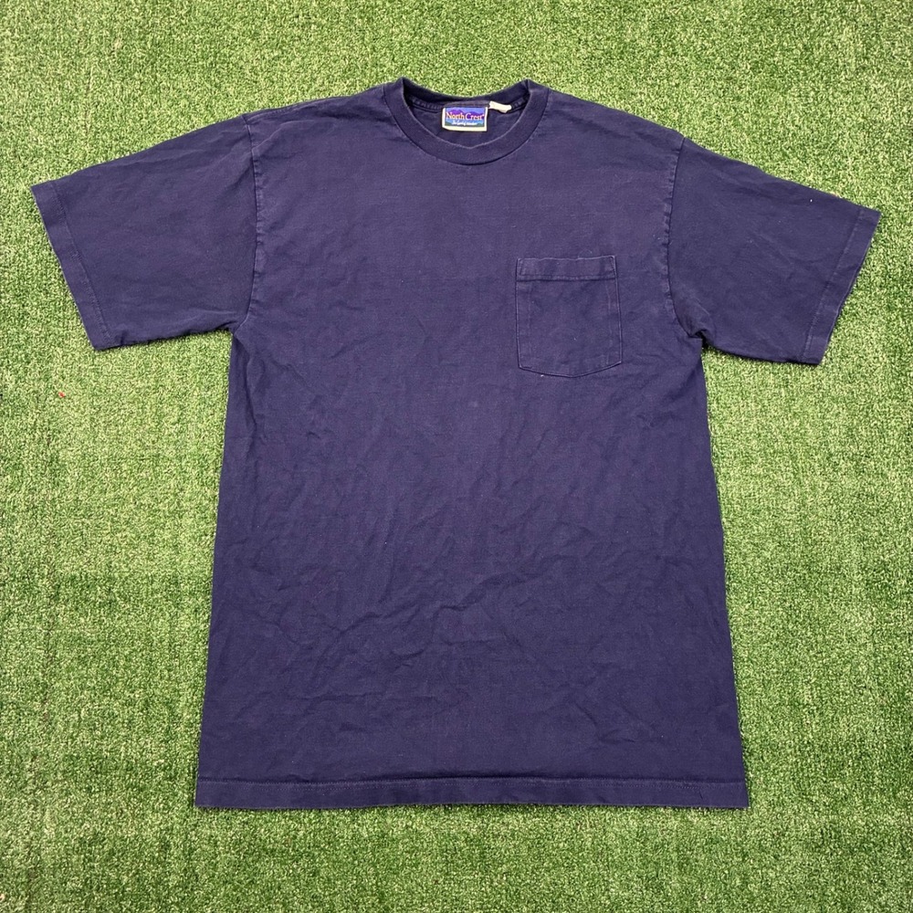 Vintage North Crest  Navy Blue Pocket‎ Tee T-shirt